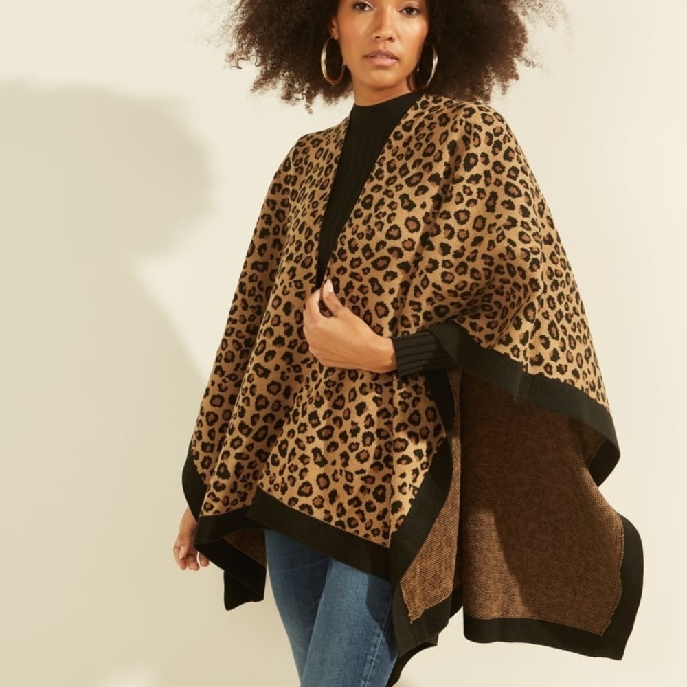 New GUESS LEOPARD RUANA - Picture 4 of 7